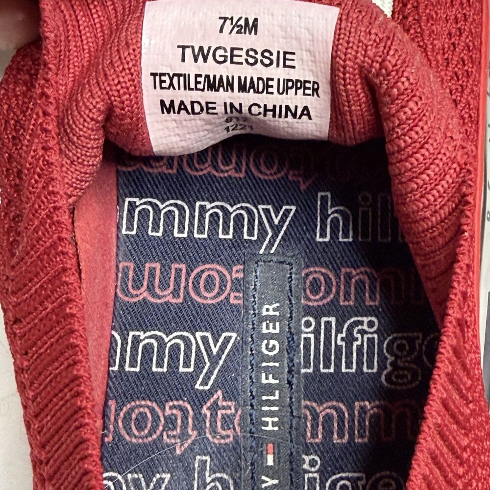 Tommy Hilfiger Gessie Sneaker Shoe Mesh Knit Slip On Women Red 7.5 - Picture 11 of 14